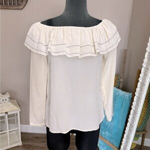 Club Monaco • Silk Ruffle Off The Shoulder Blouse